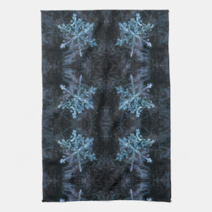 Frosted Snowflake Winter Pattern Holiday Charm Tea Towel