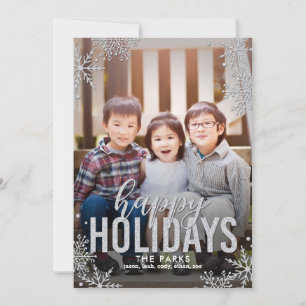Frosted Snowflakes Holiday Photo Card Silver