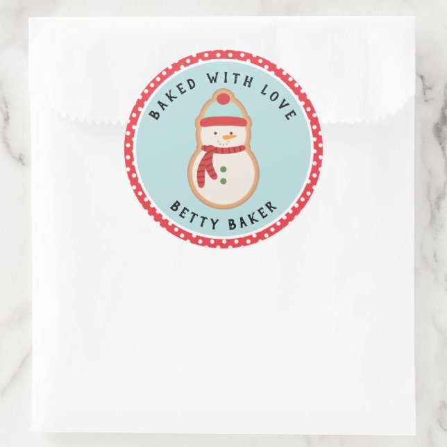 Frosted Snowman Cookie | Baked with Love Classic R Round Sticker (Bag)