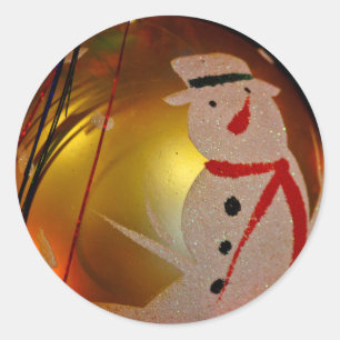 Frosted Snowman Ornament Classic Round Sticker