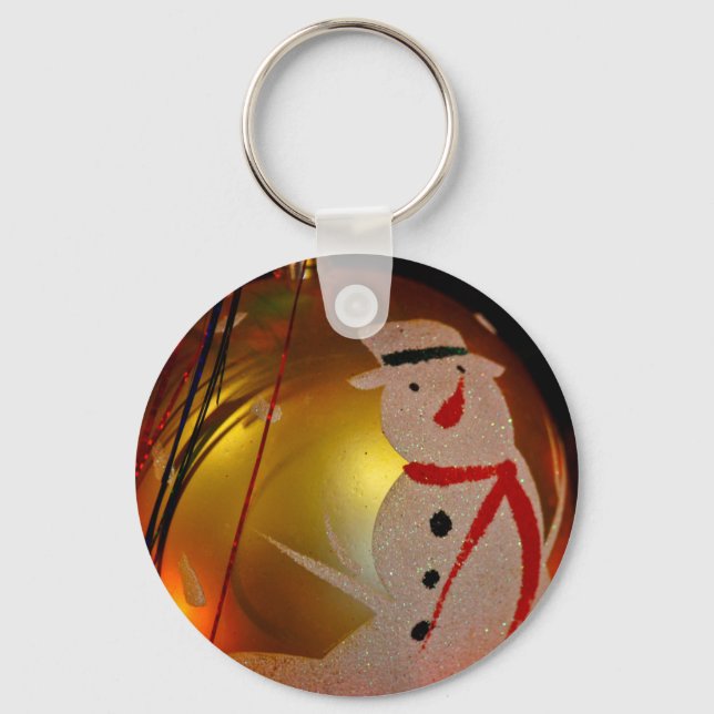 Frosted Snowman Ornament Key Ring (Front)