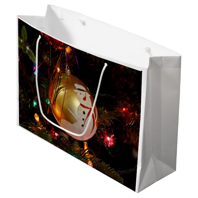 Frosted Snowman Ornament Large Gift Bag (Front Angled)