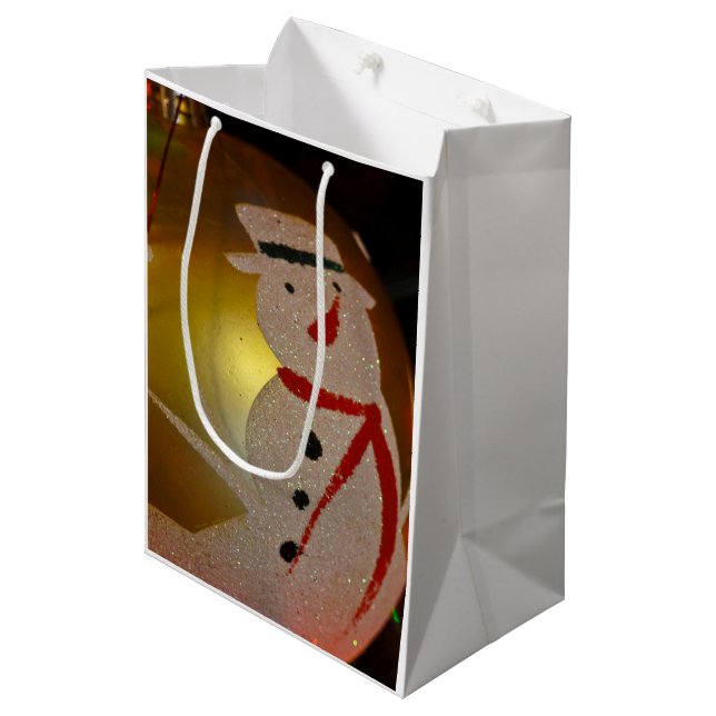 Frosted Snowman Ornament Medium Gift Bag (Front Angled)