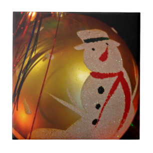 Frosted Snowman Ornament Tile