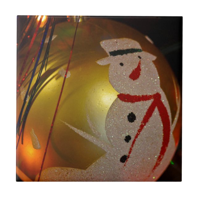 Frosted Snowman Ornament Tile (Front)