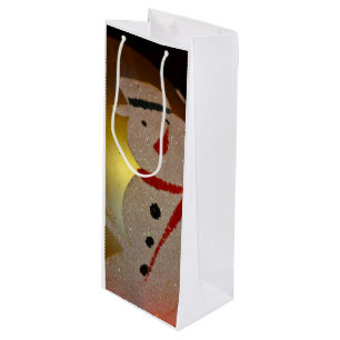 Frosted Snowman Ornament Wine Gift Bag