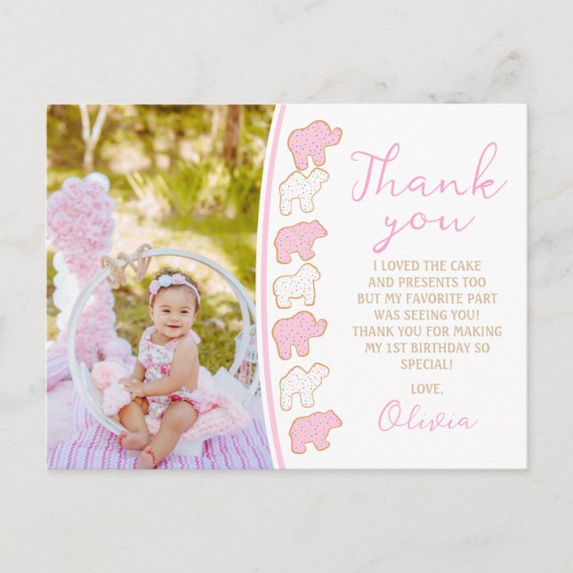Frosted sprinkle Animal Cookie party guest favour Postcard (Front)
