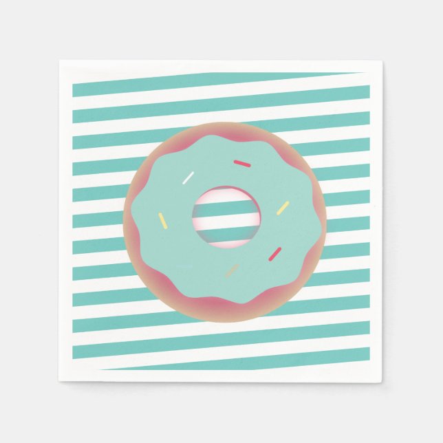 Frosted Sprinkle Doughnut Striped Party Napkin (Front)