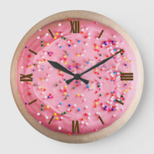 Frosted Sugar Cookie, Strawberry Pink Large Clock