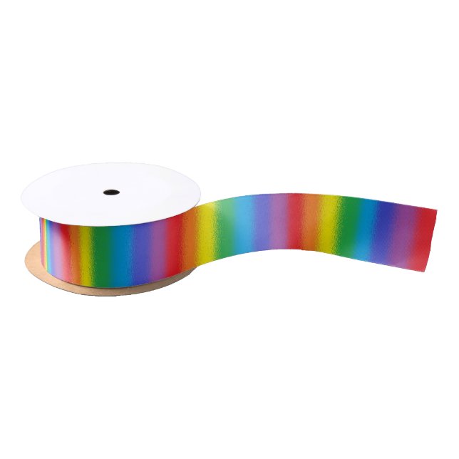 Frosted Vertical Rainbow Ribbon Satin Ribbon (Spool)