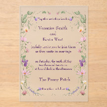 Frosted Wildflower Acrylic Wedding Invitation