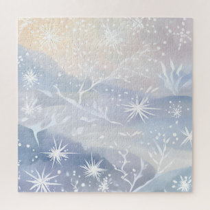 Frosted Window Beautiful Snowing Winter Scene Jigsaw Puzzle