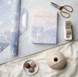Frosted Window   Beautiful Snowing Winter Scene Wrapping Paper