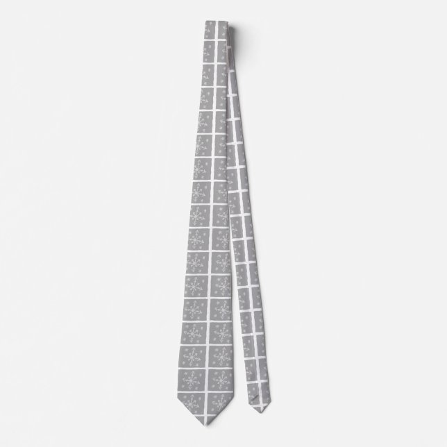 Frosted Windowpanes Neck Tie (Grey & White) (Front)