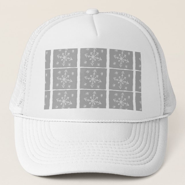 Frosted Windowpanes Trucker Hat (Grey & White) (Front)