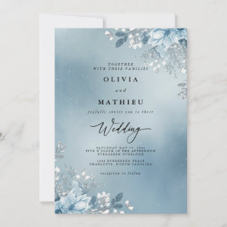 Frosted Winter Bloom Wedding Invitation