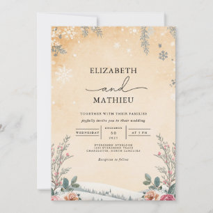Frosted Winter Botanical Wedding Invitation