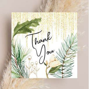 Frosted Winter - Gold- Bridal Thank You Card