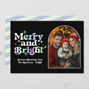 Frosted Winter Modern Retro Christmas Family Photo Holiday Card