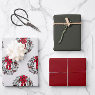 Frosted Wreath Wrapping Set Paper Sheet