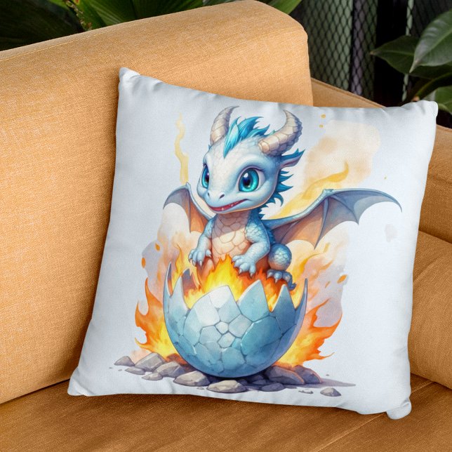 Frostfire Hatchling Blue Dragon Fantasy  Cushion (Creator Uploaded)