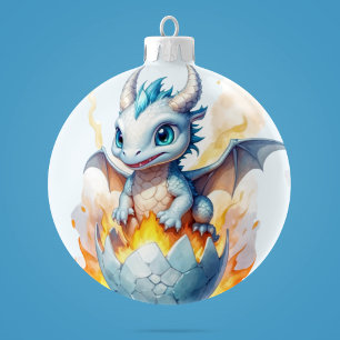 Frostfire Hatchling Personalised Dragon Ceramic Ornament