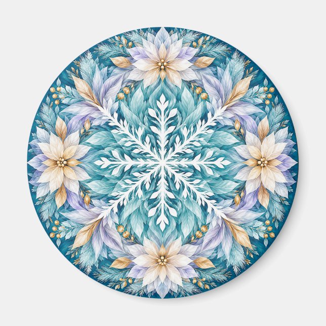 Frostflower Winter Mandala Magnet (Front)
