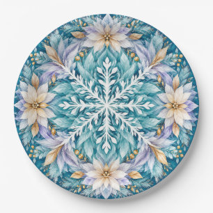 Frostflower Winter Mandala Paper Plate