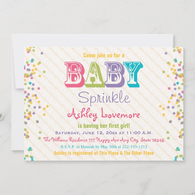 Frosting and Sprinkles Baby Sprinkle Invitation (Front)