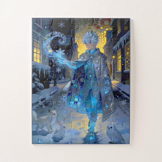 Frostmaker of a Moonlit Street – A Winter Portrait Jigsaw Puzzle (Vertical)