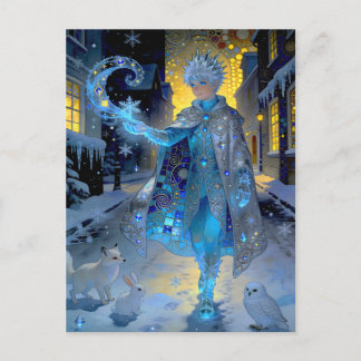 Frostmaker of a Moonlit Street – A Winter Portrait Postcard