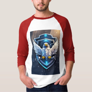 Frostwing Alliance: Futuristic Eagle-Raven Emblem T-Shirt