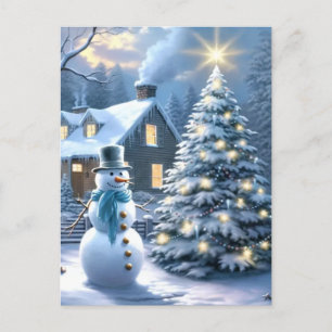 Frosty and His Magical Christmas Holiday Postcard