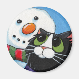 Frosty and Sox - Cat and Snowman Magnet