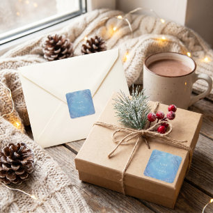 Frosty Azure Filigree Winter Forest Wedding Square Sticker