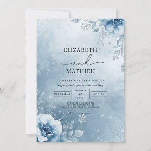 Frosty Azure Floral Wedding Invitation