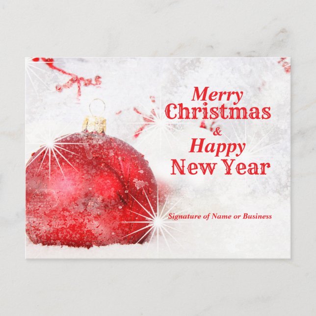Frosty Bauble Merry Christmas Happy New Year Postcard (Front)