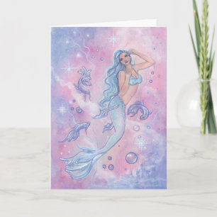 Frosty betta mermaid greeting card by Renee