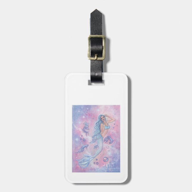Frosty betta mermaid luggage tag by Renee (Front Vertical)