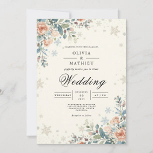 Frosty Blossom Floral Winter Wedding Invitation