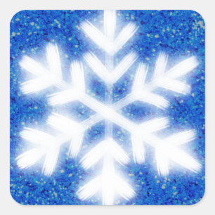 Frosty blue North Pole snowflakes   sparkling snow Square Sticker
