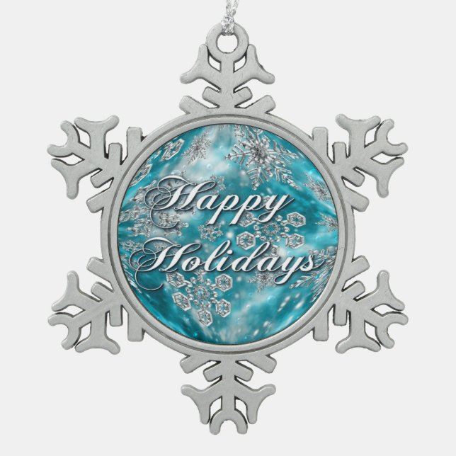 Frosty Blue Snowflake Bubble Holiday Ornament (Front)
