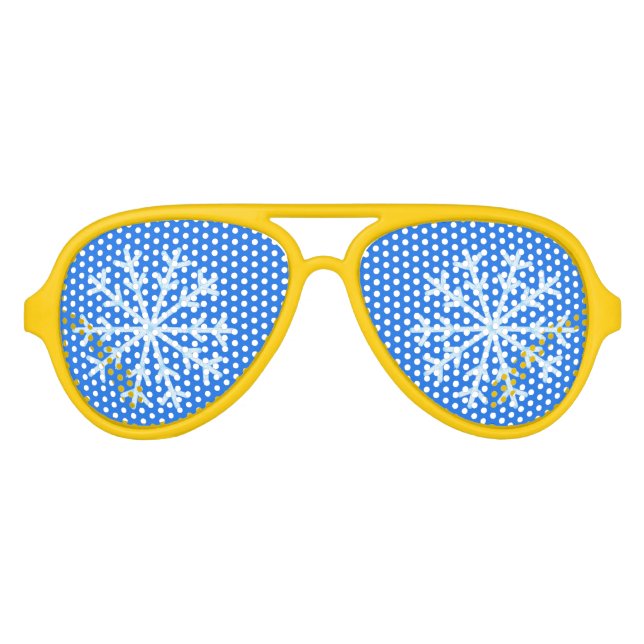 Frosty Blue Snowflake Novelty Glasses (Front)