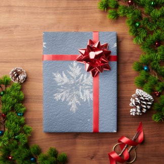 Frosty Blue Snowflake Wrapping Paper | Elegant Win