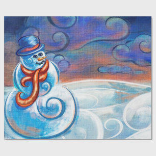 Frosty Blues Art Wrapping Paper