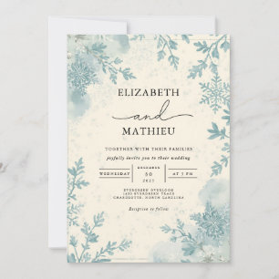 Frosty Botanical Winter Wedding Invitation