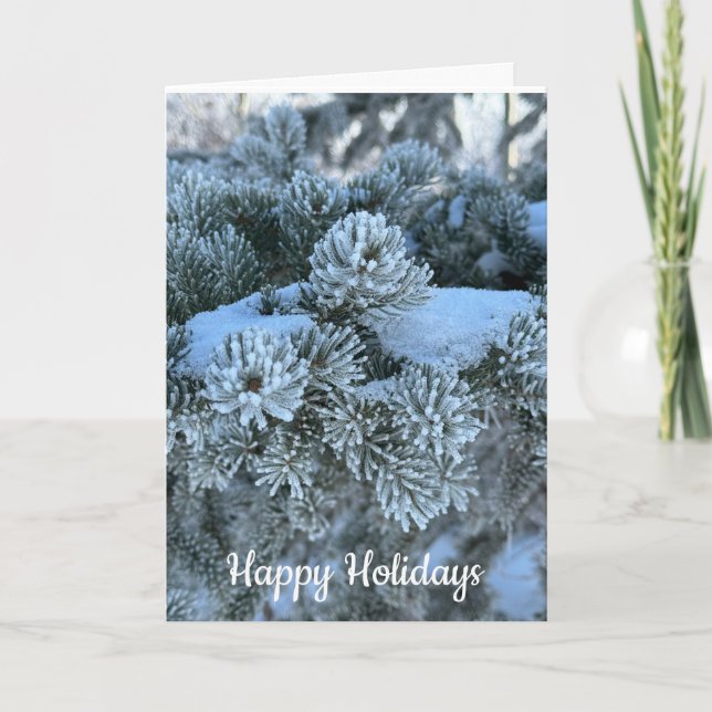 Frosty Branches Folded Holiday Card (Front)