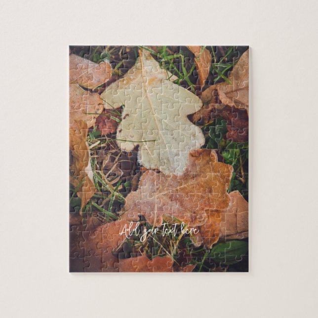 Frosty brown leaves jigsaw puzzle (Vertical)