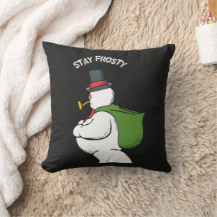  Frosty Christmas Austrian Alps Snowman Cushion