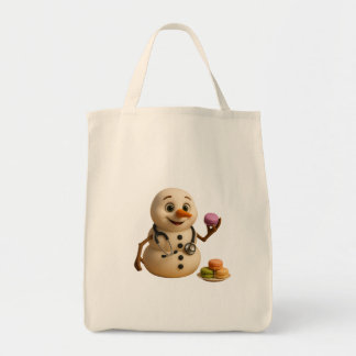 Frosty – Cute Snowman Doctor with Macarons Tote Bag